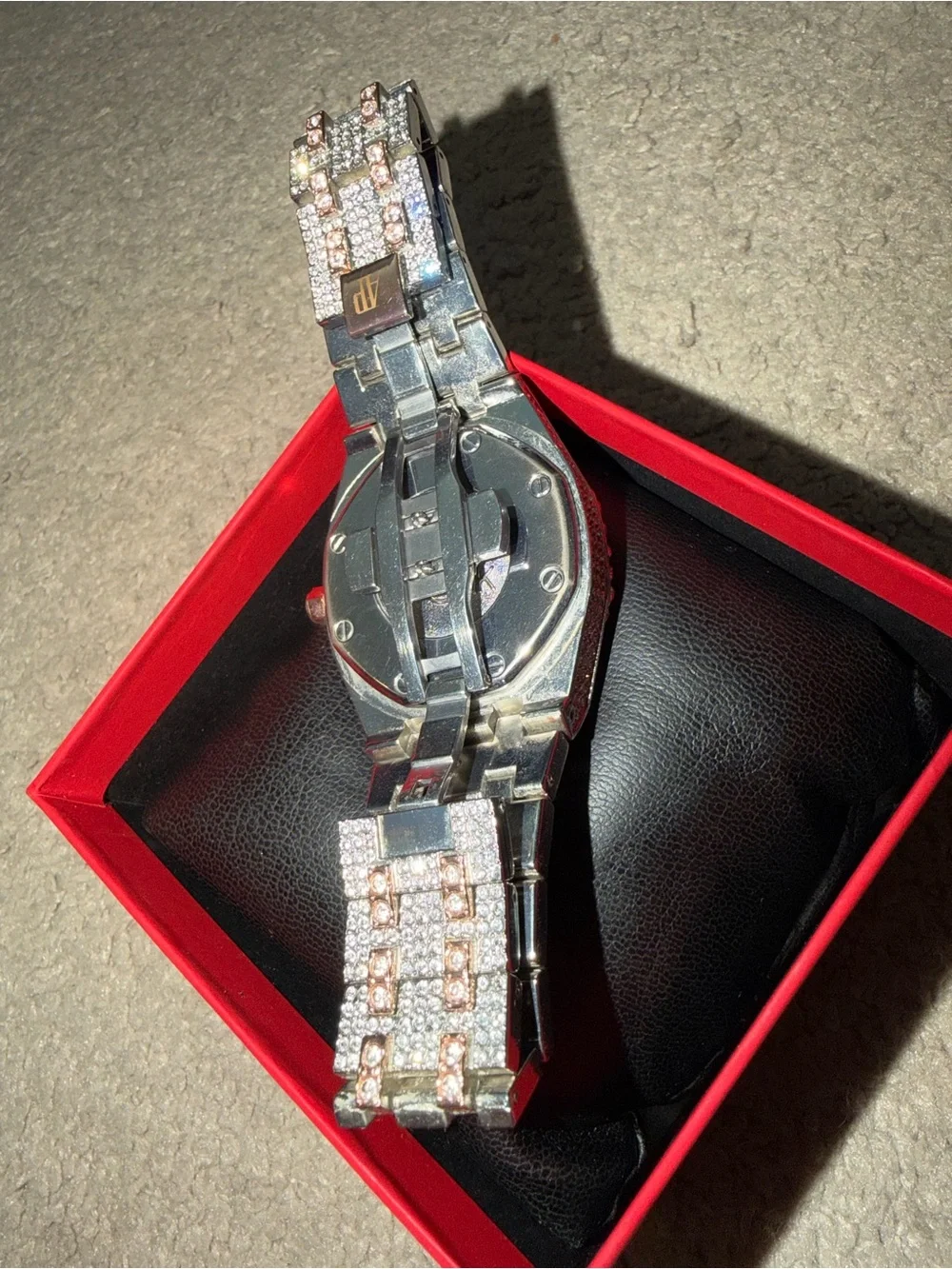 AP Elegant Royal Oak Arabic Dial Rose Gold Silver Lab Diamond Iced Out Watch